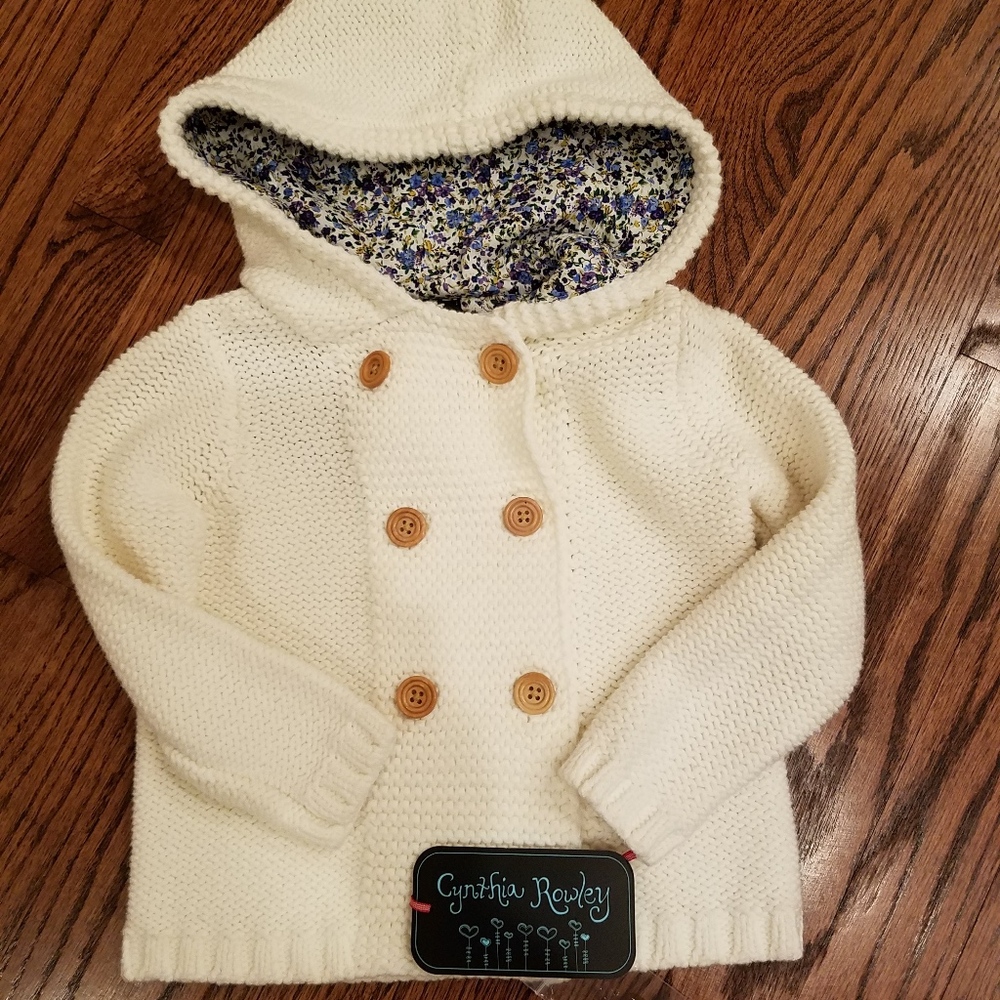Cynthia Rowley Ivory Sweater with Hood - 24M NWT